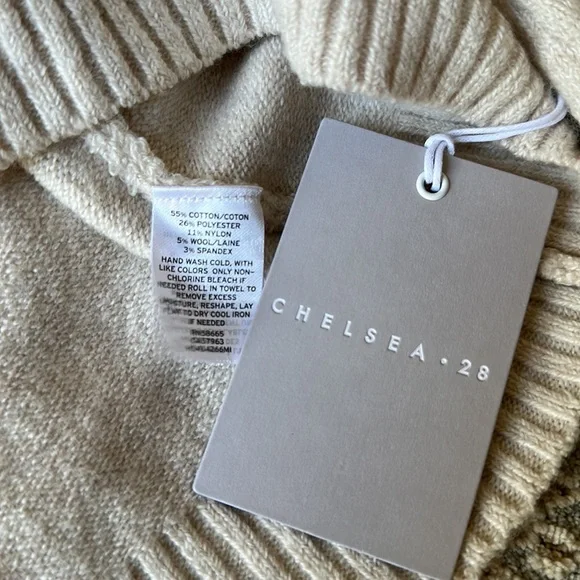 Chelsea28 Women’s Beige Oatmeal Light Heather Cowl Neck Pullover Sweater - Picture 4 of 12